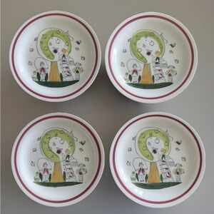4 Rörstrand Sweden Äppel Päppel Child's Plates Apple Tree Vintage Rare Set of 4
